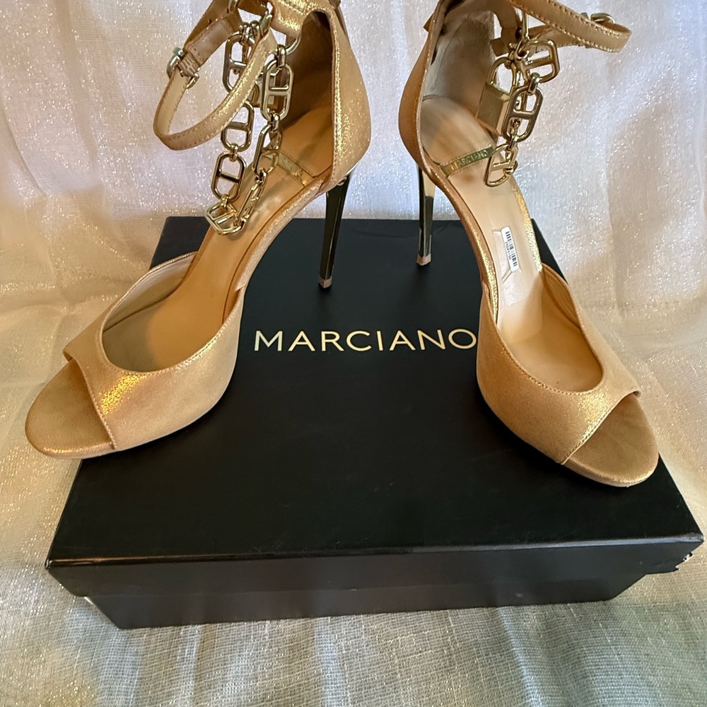 Marciano Metallic Gold Chain Heels